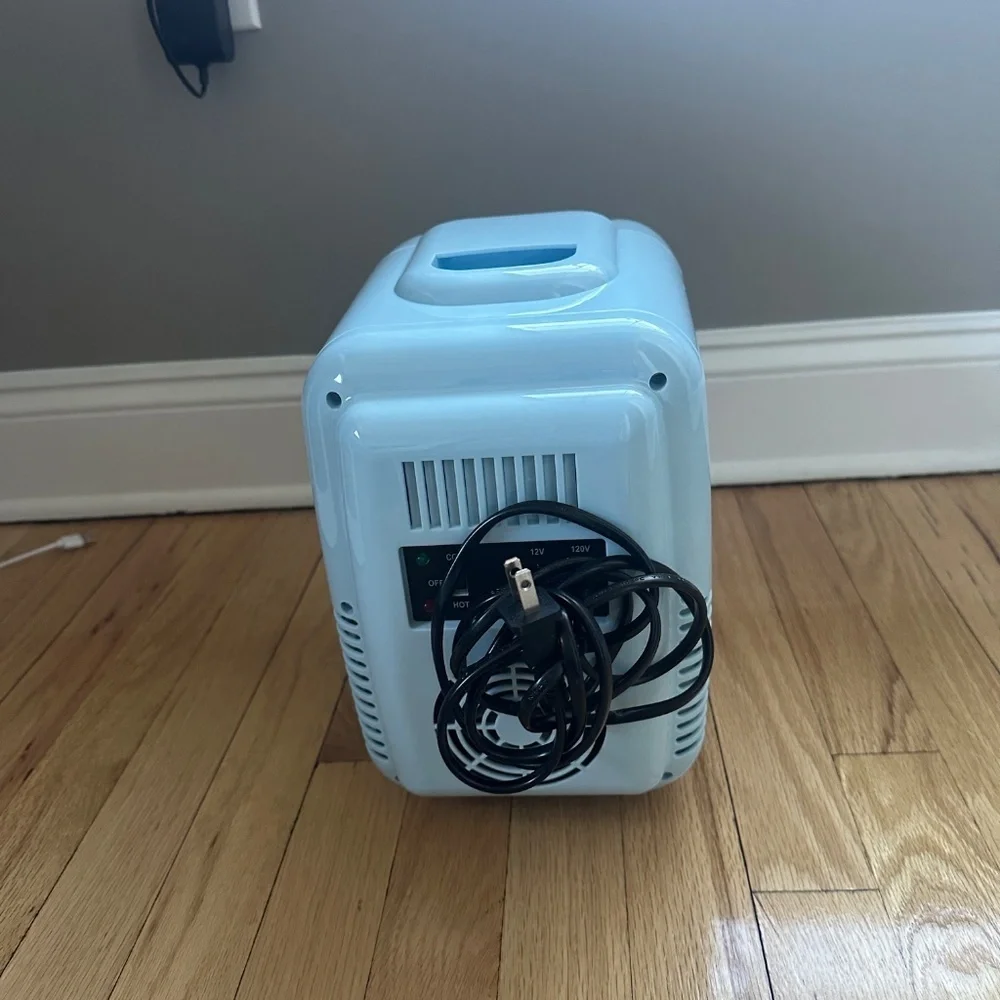 Portable Mini Fridge-Retro 6-Can Travel Compact Refrigerator, Blue